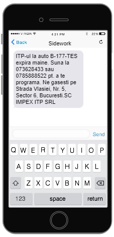Exemplu SMS pe telefon